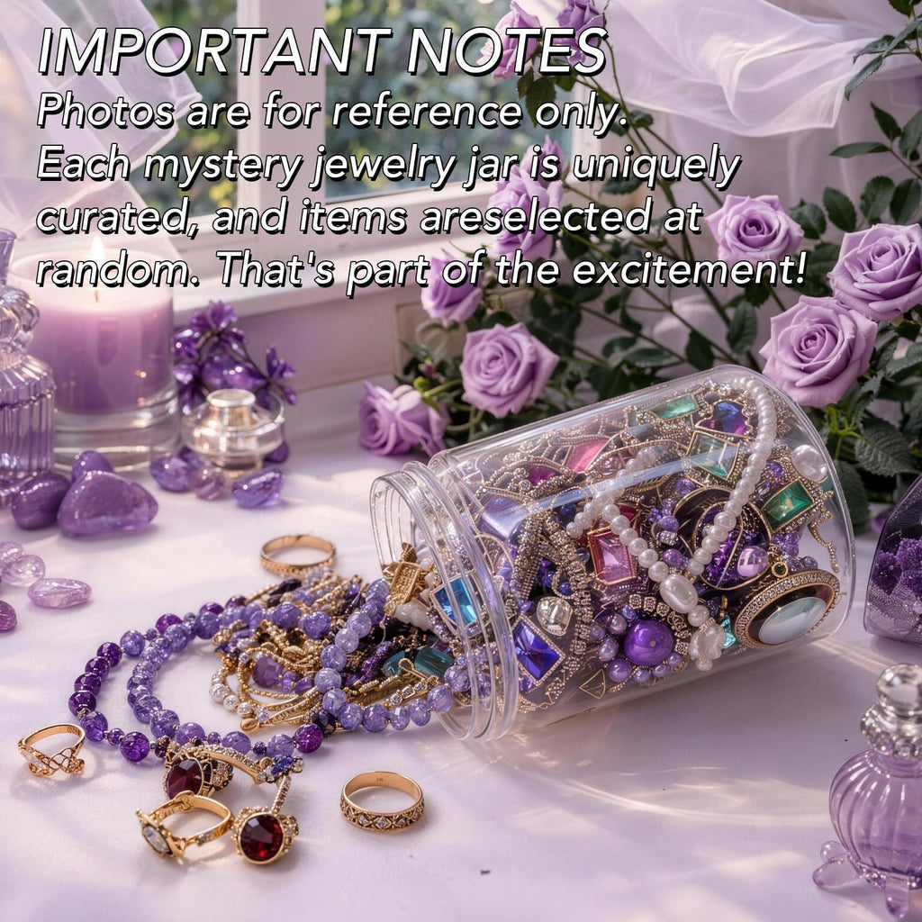 SMUOBT Purple Crystal Mystery Jewelry Jar - 30 Piece Surprise Jewelry Box for Women, Includes Necklace, Earrings, Rings, Bracelet, Choker & More - Gift Ready Unique Birthday Gifts for Her