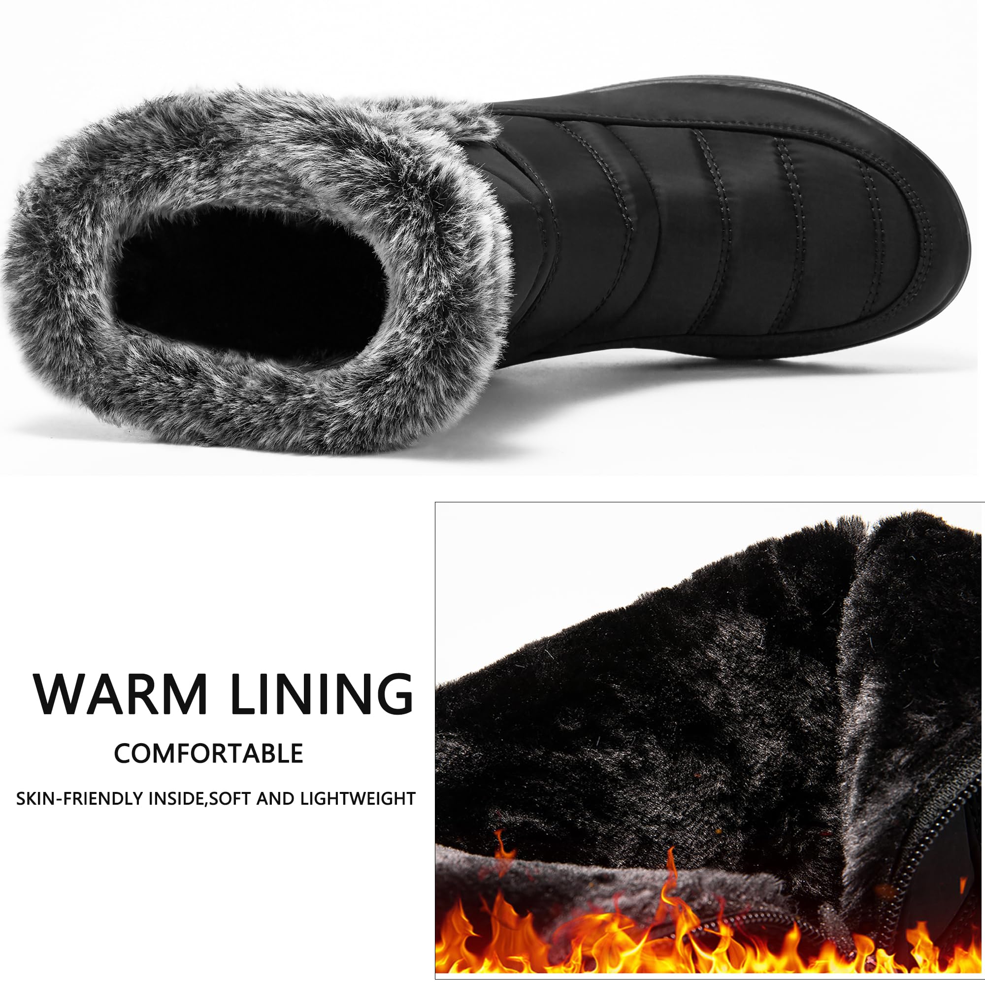 HARENCE Womens Winter Boots Comfort Snow Warm Fur Lined Outdoor Waterproof