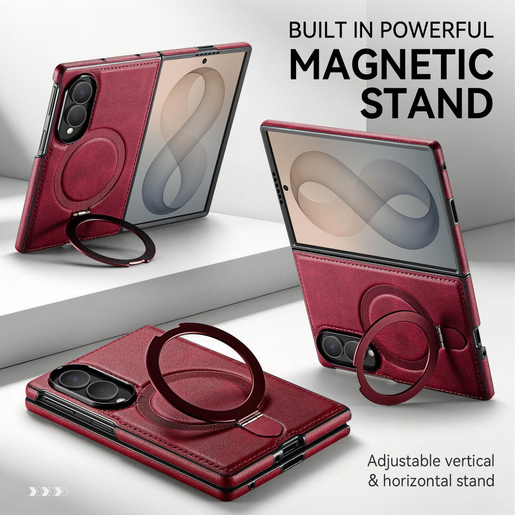 CHEEWADA for Galaxy Z Fold 8 Case with Stand Compatible with Magsafe, Red