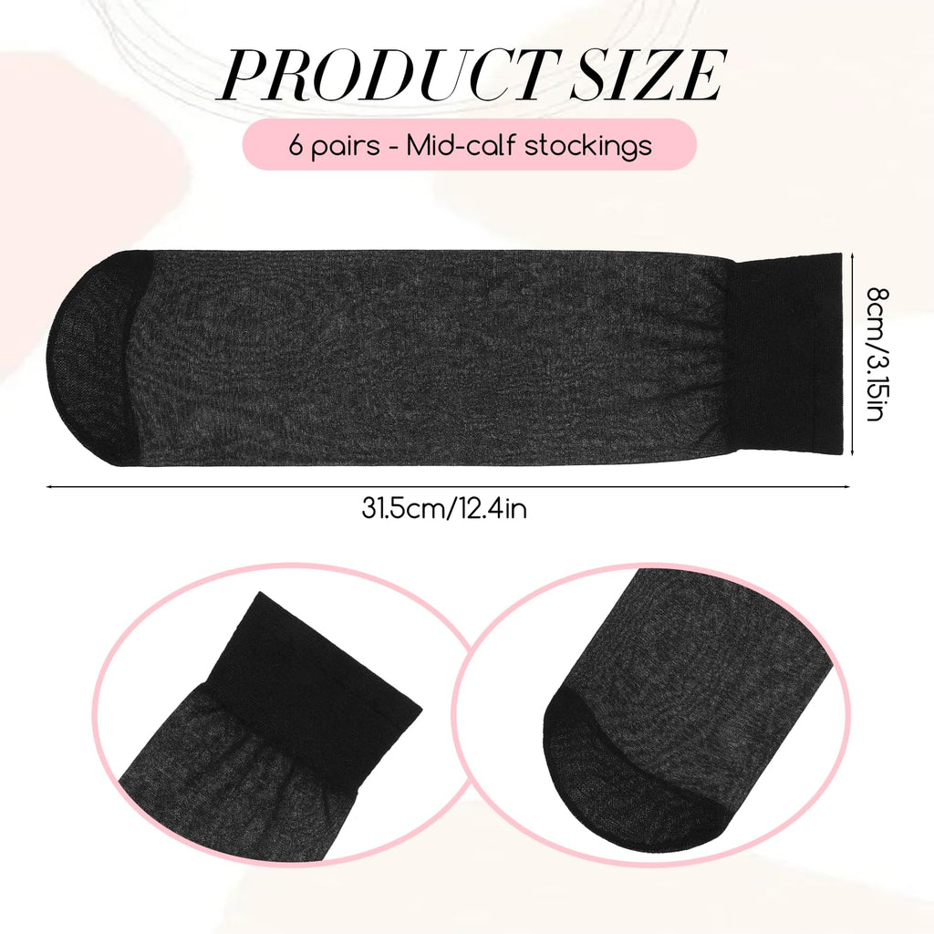 Qulkws 6 Pairs Black Women's Ankle Sheer Nylon Socks, Summer Ultra Thin Cool See Through Silk Socks for Women, Summer Thin Soft Tight Hosiery Reinforced Toe Stylish Socks