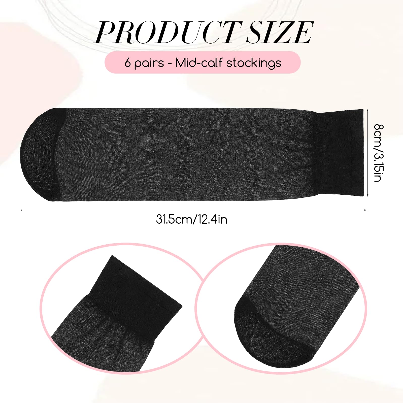 Qulkws 6 Pairs Black Women's Ankle Sheer Nylon Socks, Summer Ultra Thin Cool See Through Silk Socks for Women, Summer Thin Soft Tight Hosiery Reinforced Toe Stylish Socks