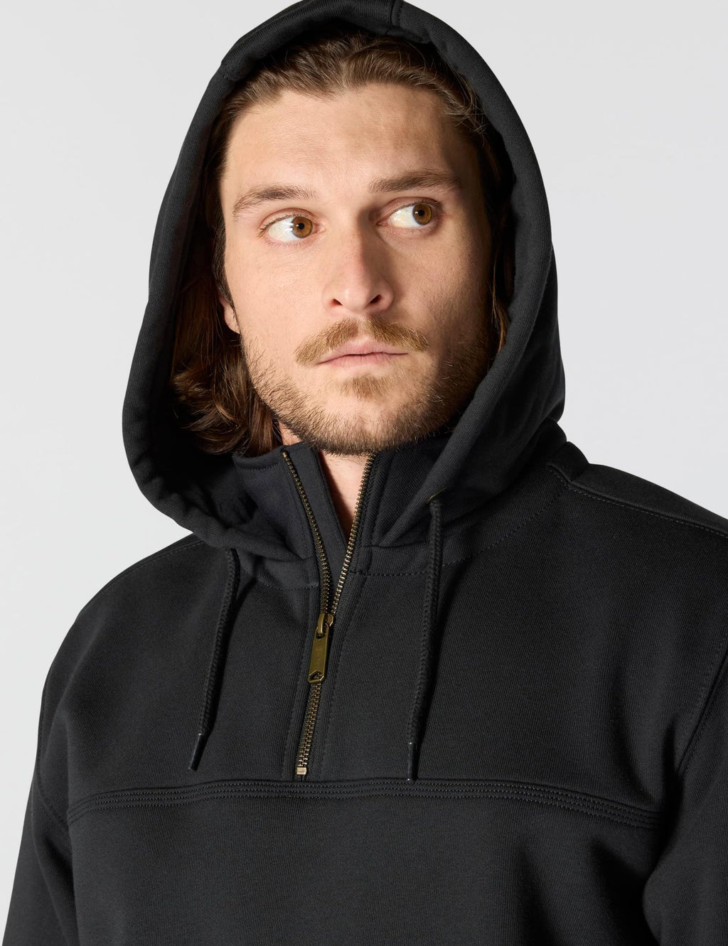 Carhartt Men's Rain Defender Paxton Heavyweight Hooded Zip Mock Neck Sweatshirt,Black,Large