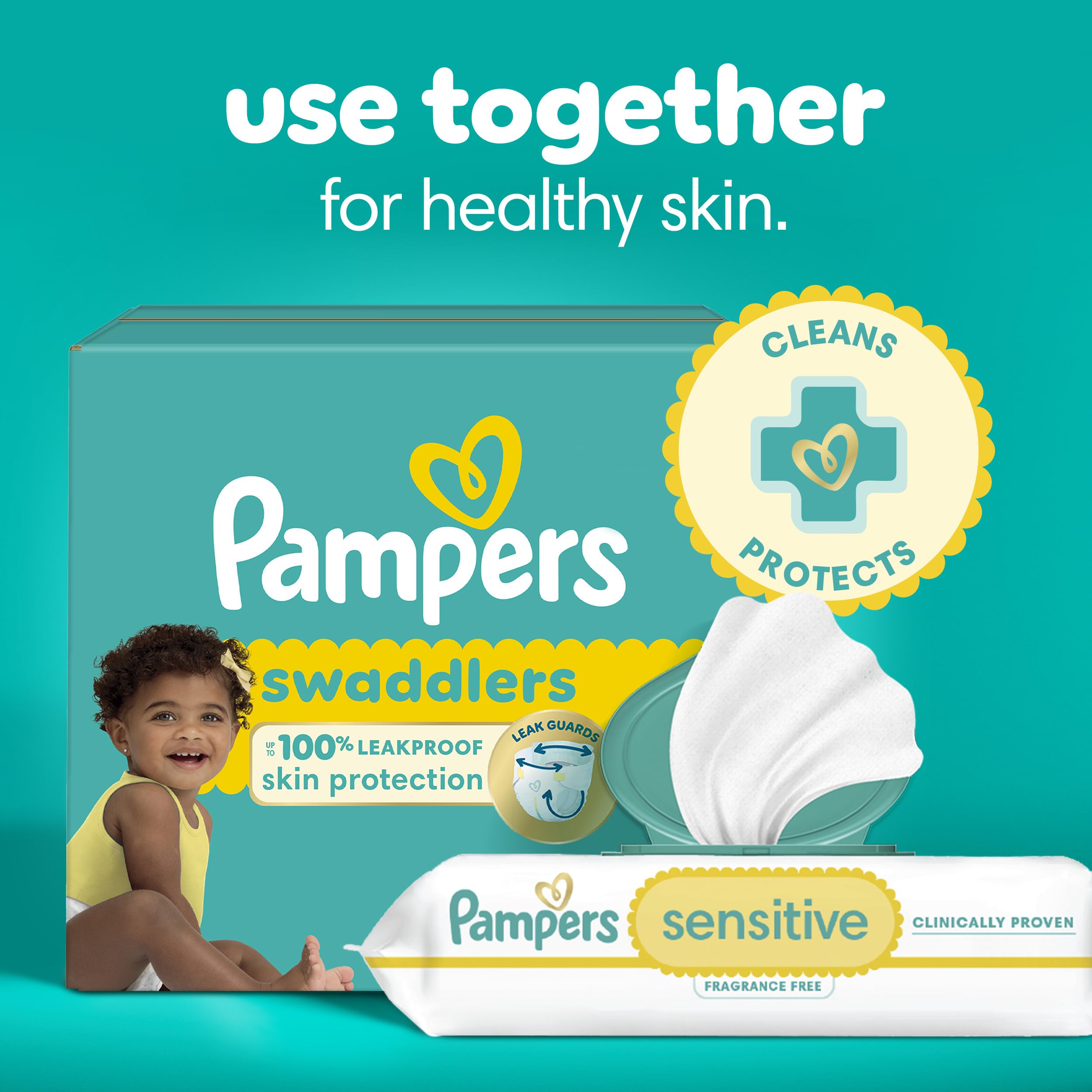 Pampers Baby Wipes, Sensitive, Water Based Wipe, Clinically Proven, Hypoallergenic, and Unscented for Babies, 1344 Wipes Total (16 Flip-Top Packs) [Packaging May Vary]