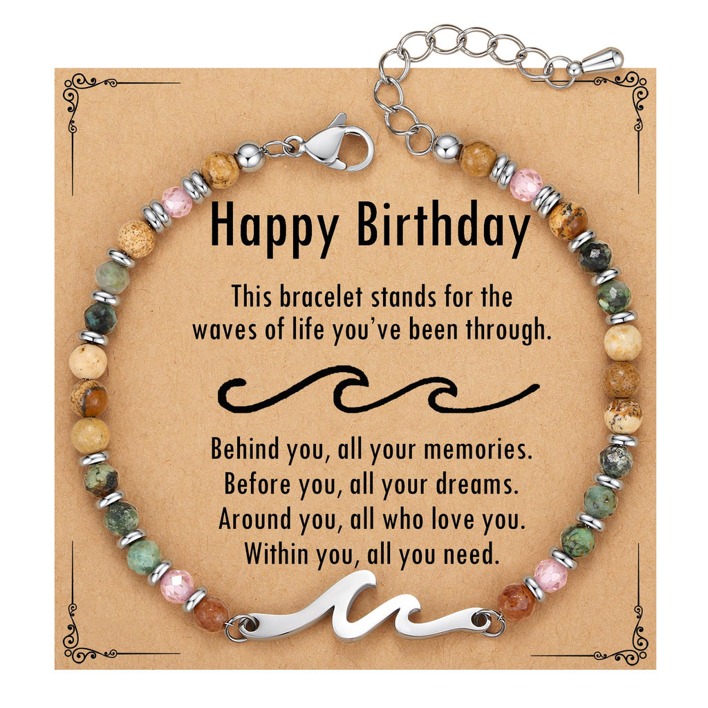 TONY & SANDY Birthday Gifts for Women, 30th 40th 50th 60th 70th 80th Birthday Gifts for Women Unique, Wave Bracelet, Happy Bday Presents for Her, Best Friend, Mom, Sister, Daughter, Wife