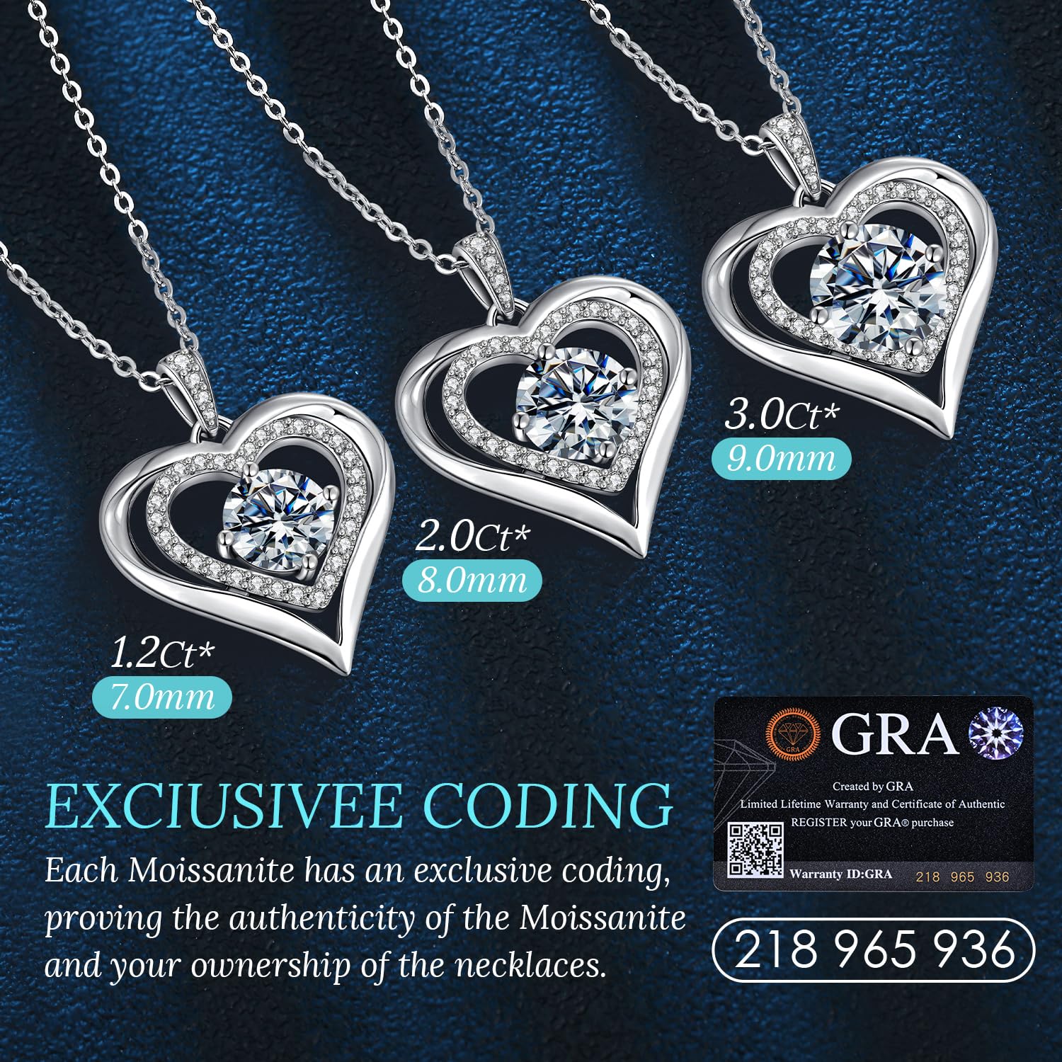 Valentine's Day Gift Moissanite Heart Pendant Necklaces for Women, 925 Sterling Silver Necklace Engraved with 'I LOVE YOU', Ideal Anniversary Birthday Jewelry Gifts for Mom Wife Girlfriend Daughter Her
