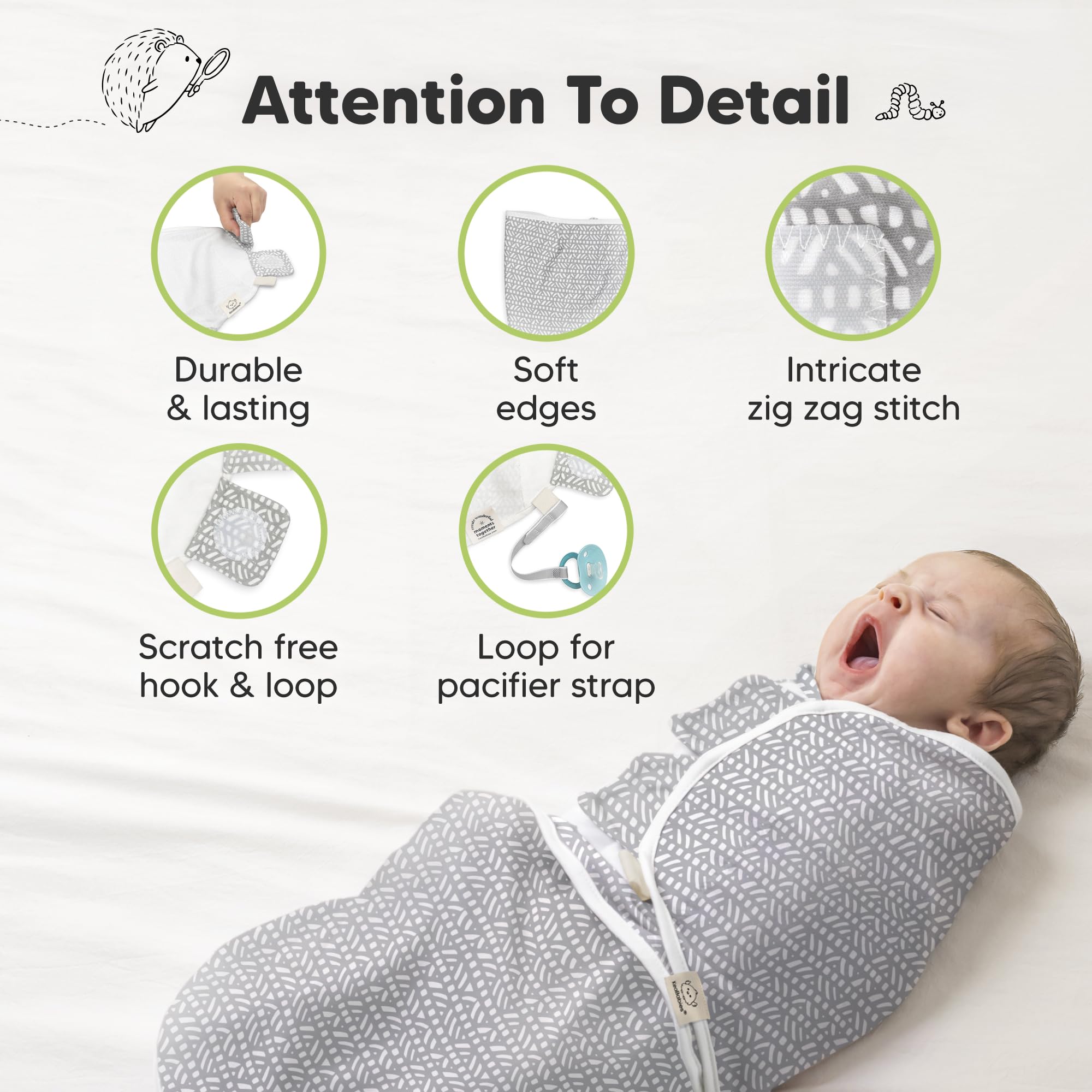 KeaBabies 3-Pack Organic Baby Swaddle Sleep Sacks - Swaddles for Newborns, Infant 0-3 Months, Baby Girls, Boys, Soft & Snug Newborn Sleep Sack, Nursery Swaddling Blankets (Nordic)