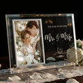 PIKPEOD Wedding Gifts for Couples 2026, Engagement Anniversary Mr and Mrs Presents for Newlyweds, Bridal Shower Gift for Bride to be, Personalized Glass Picture Frame 4x6 for His and Her