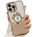 Misscase for iPhone 14 Pro Magnetic Glitter Case Compatible with MagSafe,Full Protection Slim Shockproof Anti-Scratch Case with Camera Lens Protector Logo View Dust-Proof Net for Women Gold