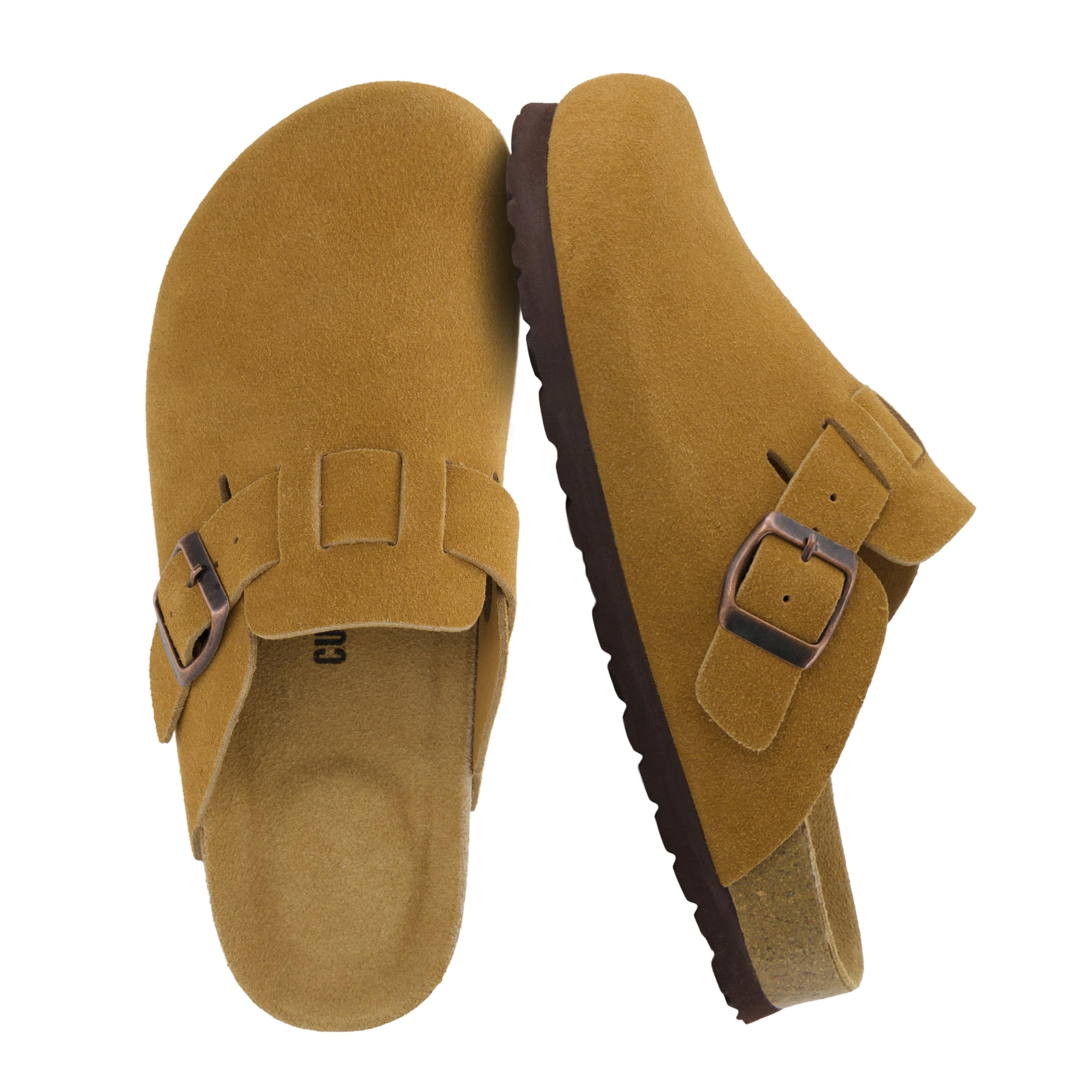 CUSHIONAIRE Hana - Genuine Leather Suede Classic Clog Womens Shoes - Slip On Mule Comfortable Shoes for Women, CAMEL 11