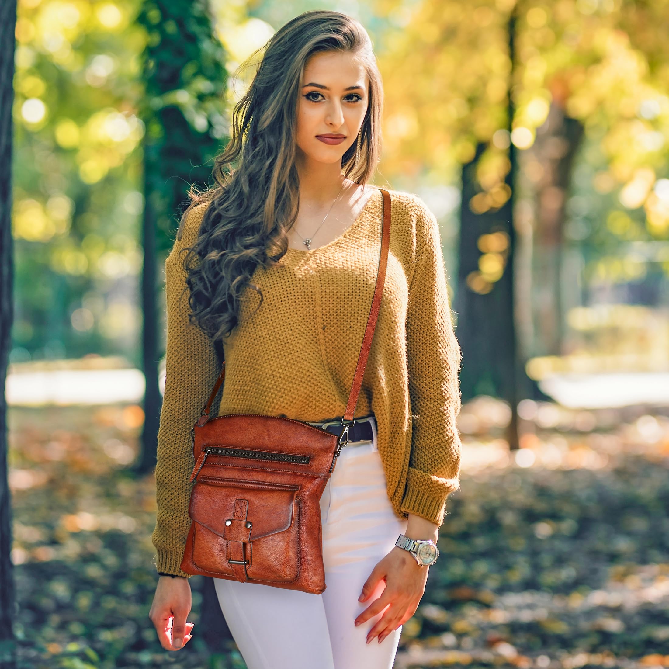 HESHE Leather Crossbody Bags for Women Shoulder Handbags Satchel Purse(CE)