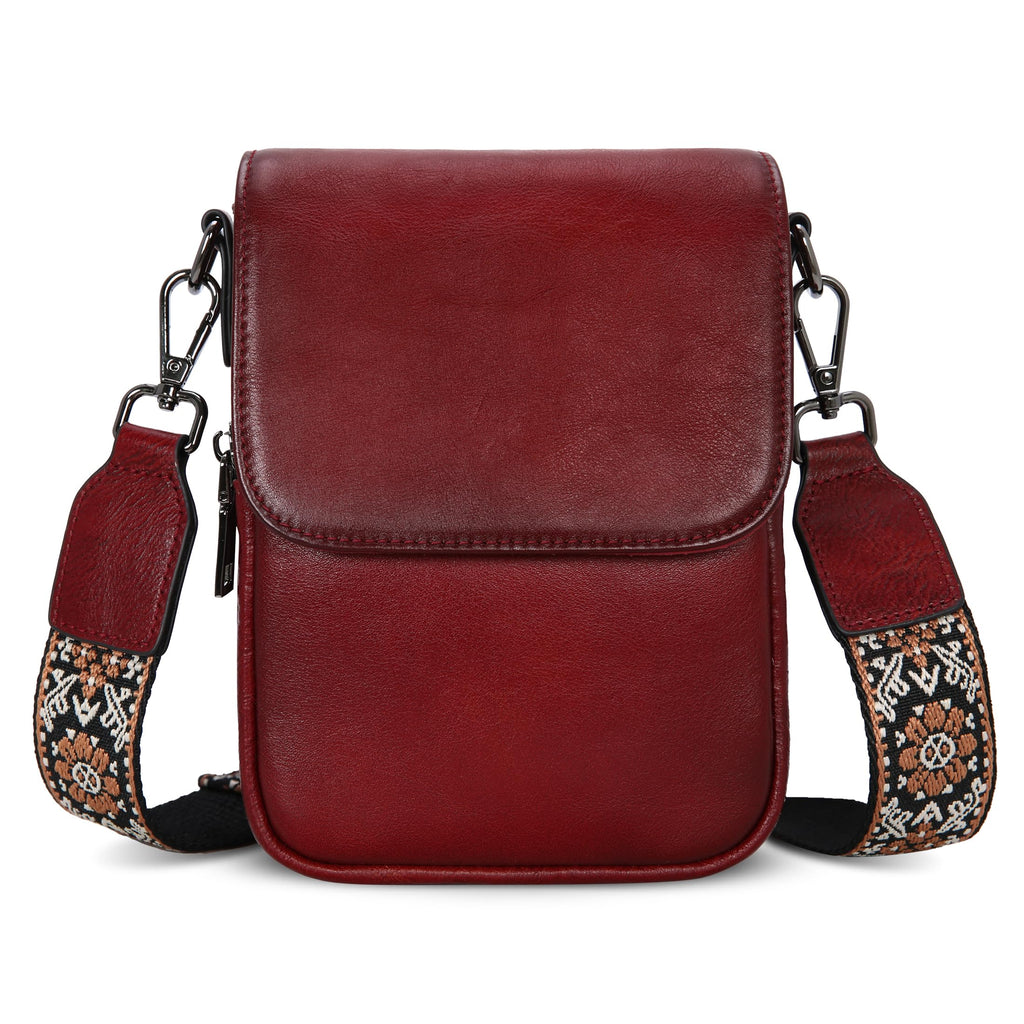 HESHE Small Leather Crossbody Bag for Women RFID Phone Purse with Card Slot