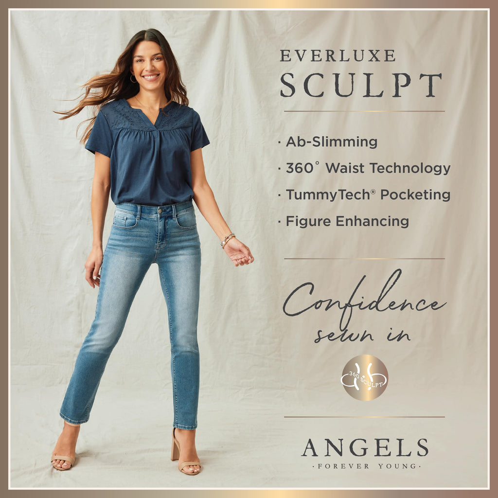 Angels Forever Young 360 Sculpt Bootcut Jeans for Women Figure Enhancing Stretch Denim, Orchard, 12