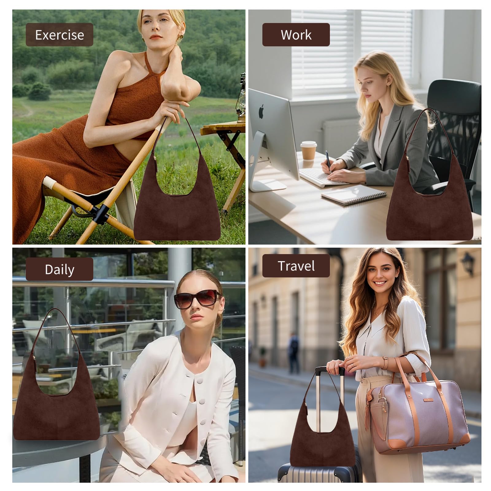 Women’s Trendy Suede Tote Bag Shoulder Bags For Women Fall Underarm Bag Winter Hobo Bag Work Purses Suede Travel Handbag