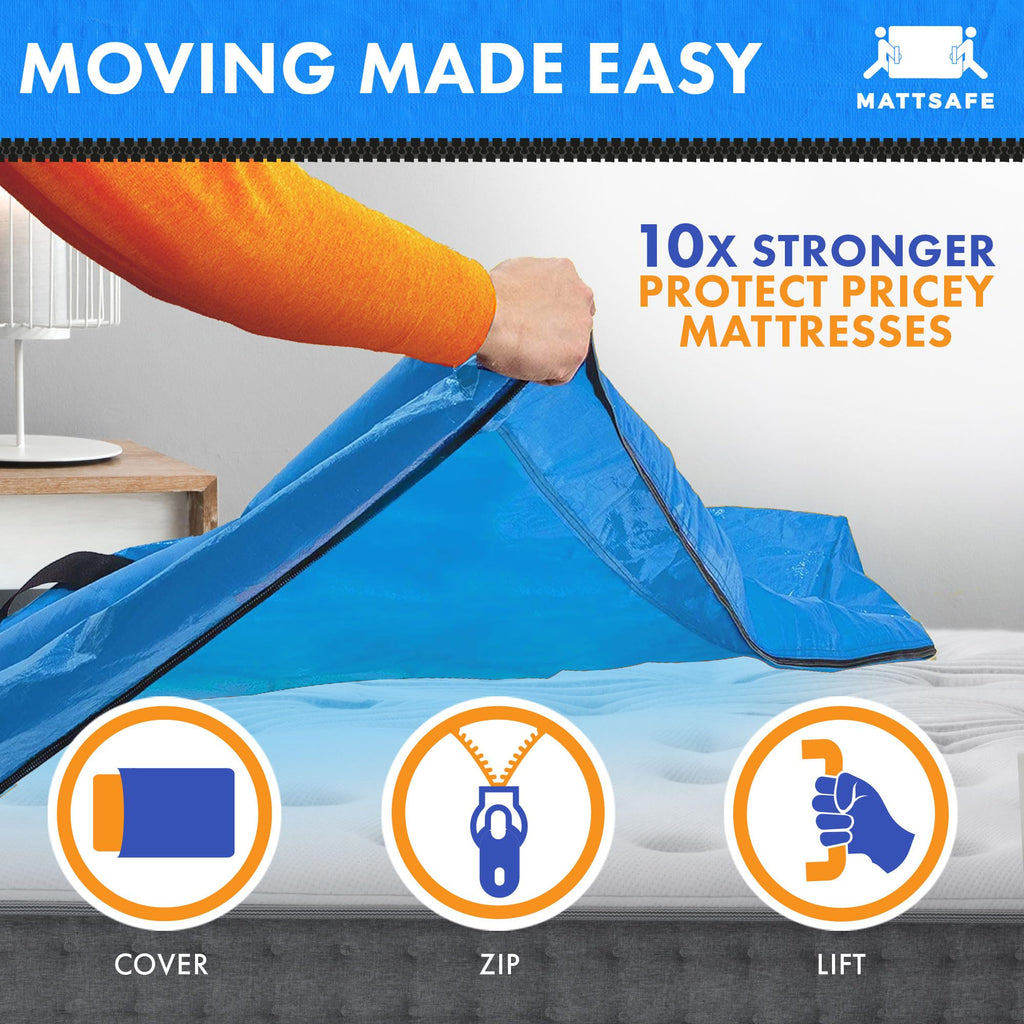 Nordic Elk Mattress Bags for Moving and Storage (King) Heavy Duty Moving Supplies, 8 Sturdy Handles, Strong Zipper, Mattress Cover Bed Bags, Storage Cover Essentials Packing Protector