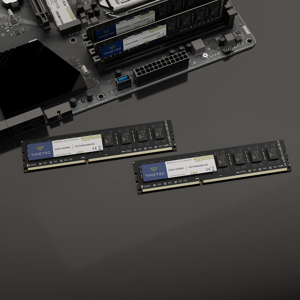 Timetec 16GB KIT(2x8GB) DDR3 / DDR3L 1333MHz PC3-10600 Non-ECC Unbuffered 1.5V / 1.35V CL9 2Rx8 Dual Rank 240 Pin UDIMM PC Desktop Computer Memory RAM Module Upgrade (16GB KIT(2x8GB))