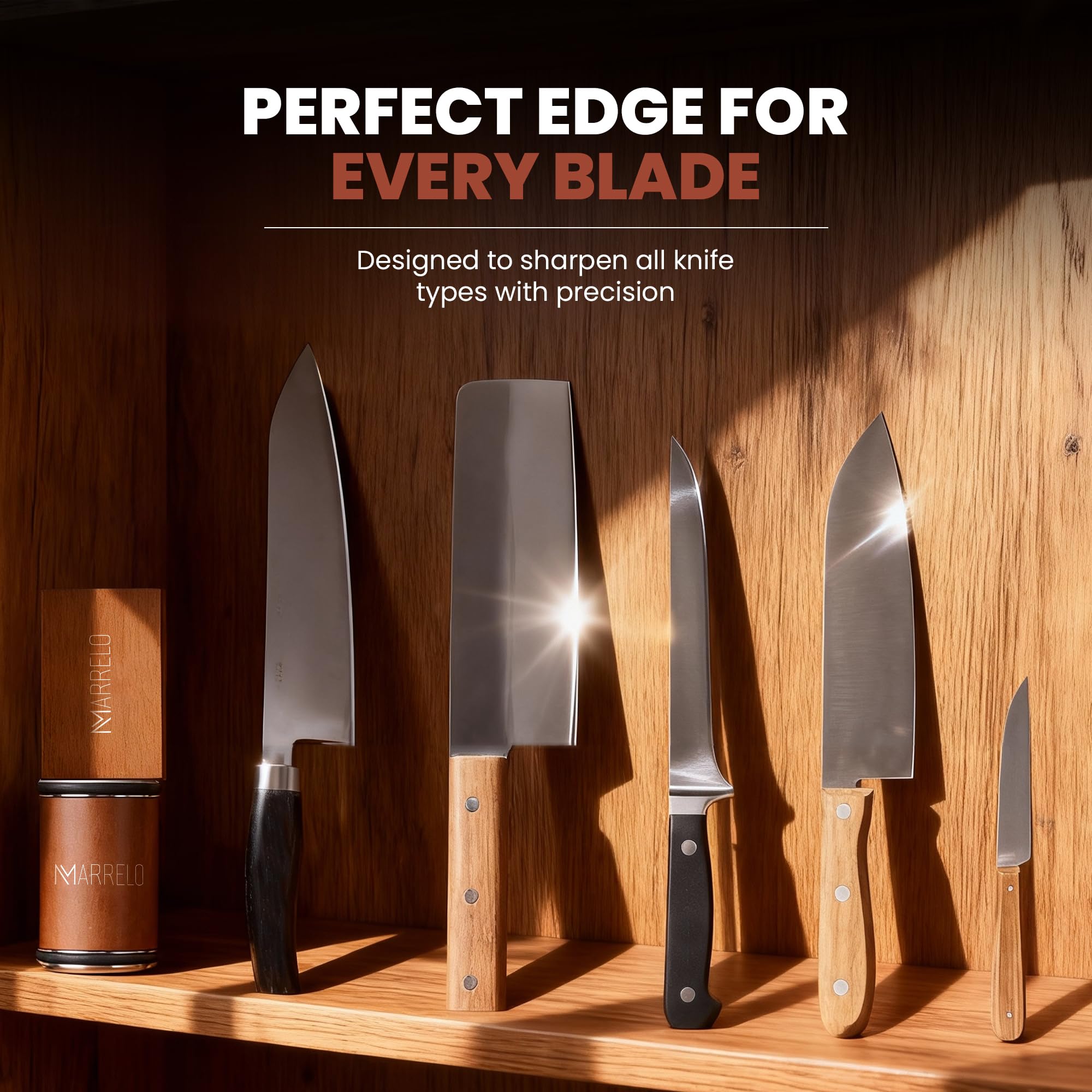 Rolling Knife Sharpener Kit, Diamond & Ceramic Roller Sharpener with 15°/20° Magnetic Angles for Kitchen, Chef, and Outdoor Knives, Professional Knife Sharpening Tool