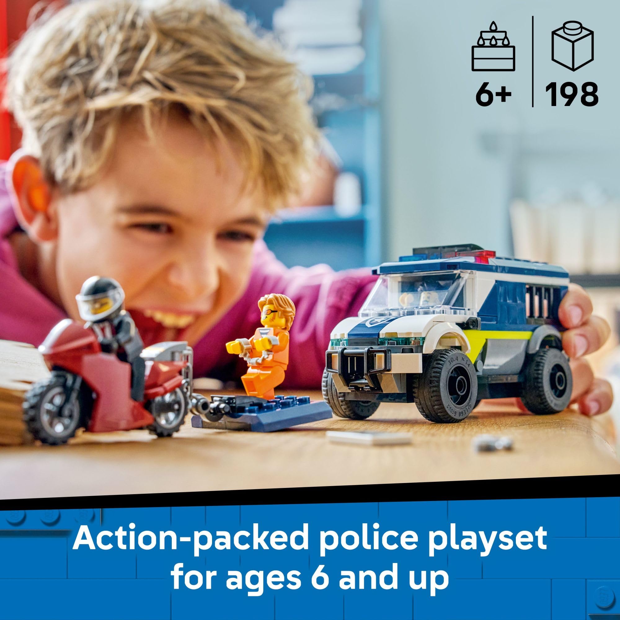 LEGO City Police Prisoner Transport Van - Police Toy for Kids, Boys & Girls Ages 6+ - Emergency Vehicle & Motorcycle Building Kit - Officer and 2 Crook Minifigures - Gift Idea for Birthdays - 60479