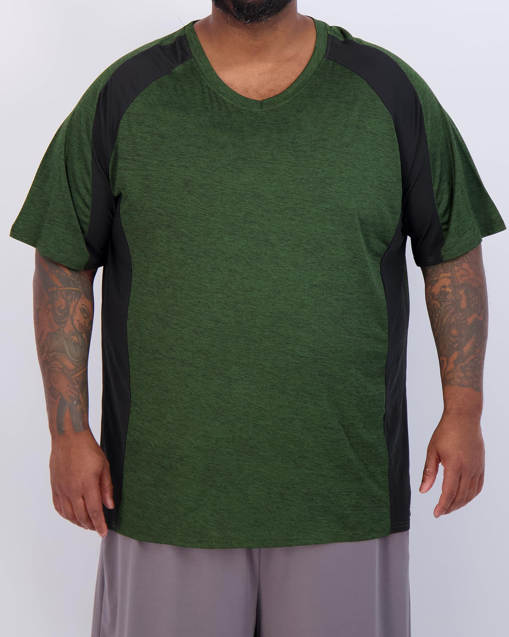 Real Essentials 3 Pack: Men's Big & Tall Short Sleeve V-Neck Athletic T-Shirt Dry-Fit Workout Shirts Moisture Wicking (3X-5X)- Set 4, 4XLT