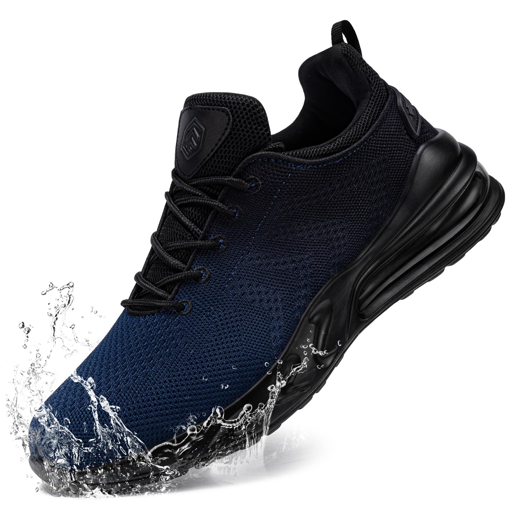 LARNMERN Men Non Slip Work Sneakers Water Resistant Food Service Zapatos Trabajo Antideslizantes Walking Shoes Waterproof Shoes Slip-on, Beacon Blue 8