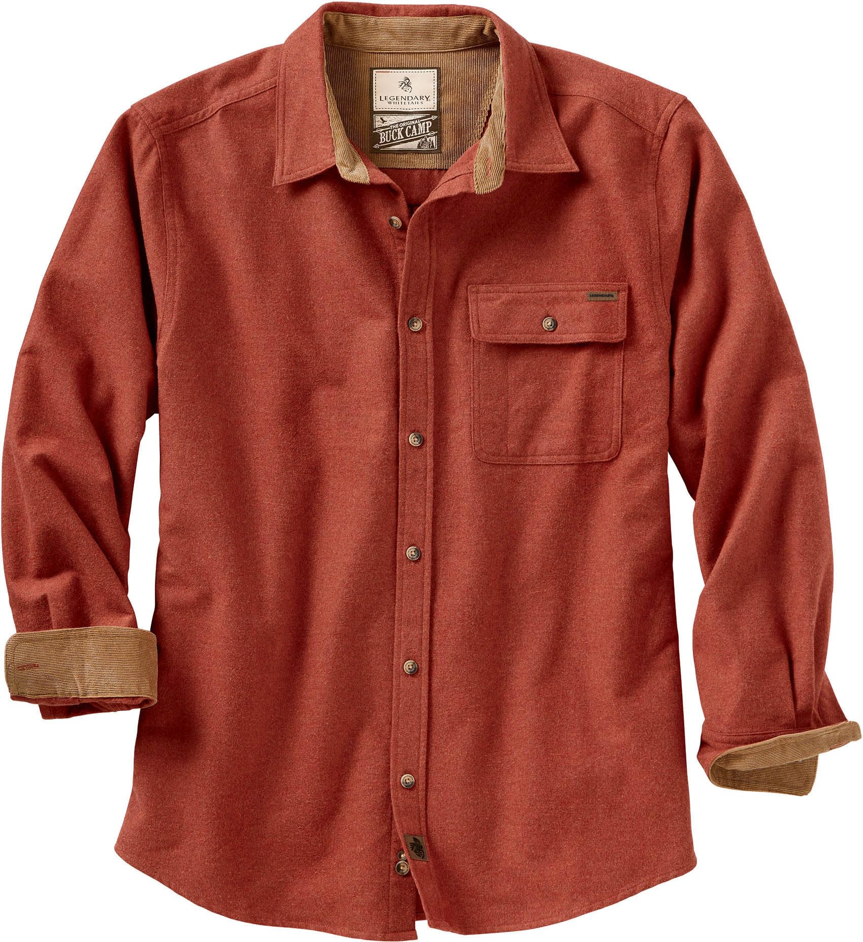 Legendary Whitetails Mens Flannel Shirt Long Sleeve Button Down 100% Cotton, Barnwood Heather, XL