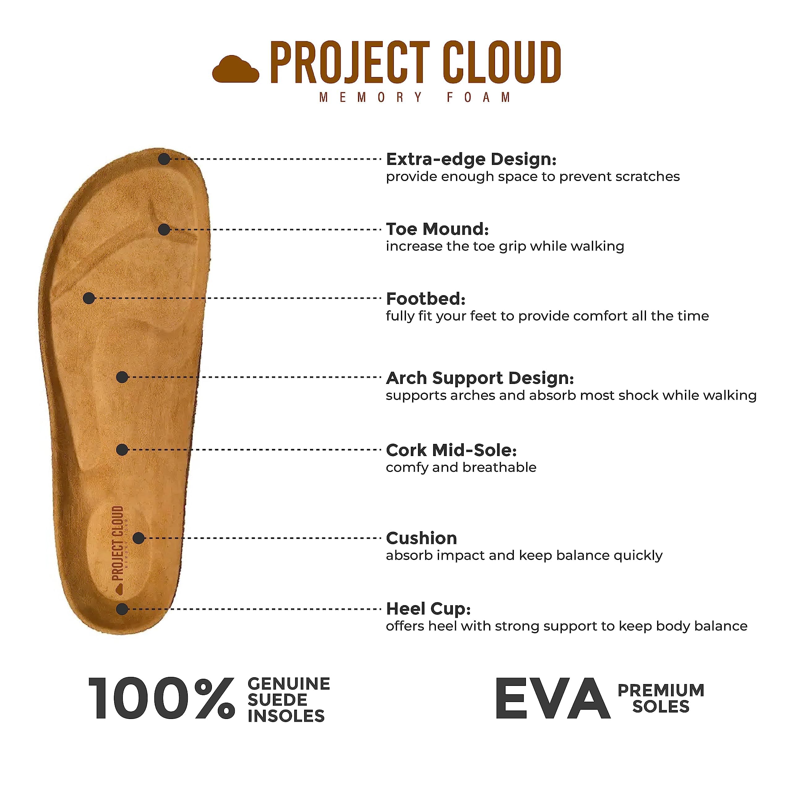 Project Cloud Genuine Leather Footbed Clogs for Women - Memory Foam Arch Support Slippers for Women - Trendy Slip-ons Women's Mules & Clogs Sandals (Benton,TANLEATHER,7M)