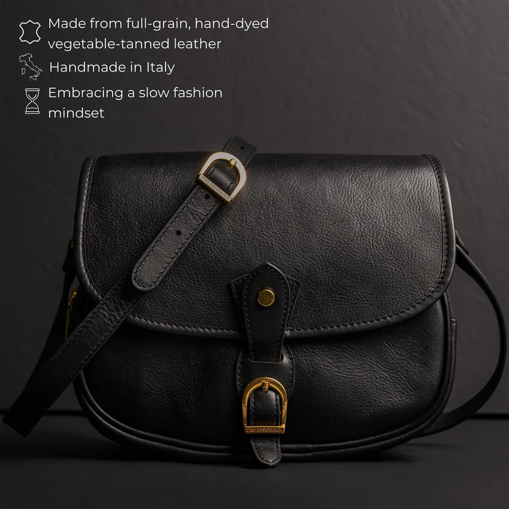 Time Resistance Leather Crossbody Bag for Women - Handbag, Shoulder Bag, Messenger, Purse (Black) - Gift Box Included
