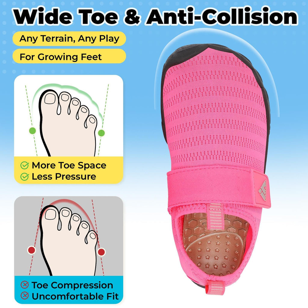 Mishansha Kids Water Shoes Quick-Dry Wide Toe Box Non-Slip Barefoot Shoes Beach Pool Swim Shoes Hot Pink 13 Little Kid