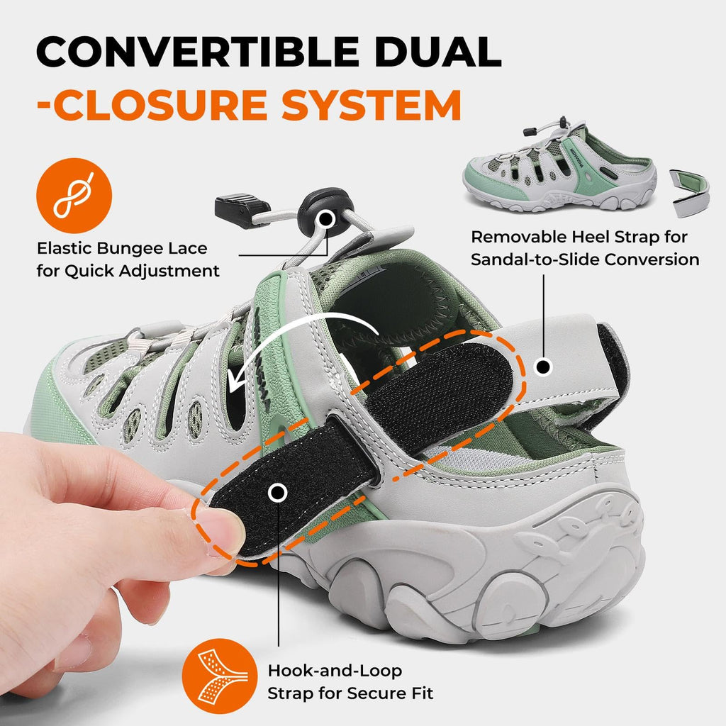 Mishansha Men's Women's Hiking Sandals, Closed Toe Outdoor Water Sandals with Adjustable Strap, Non Slip Sport Sandal for Trail Beach Travel Size 13 Women/11 Men Grey