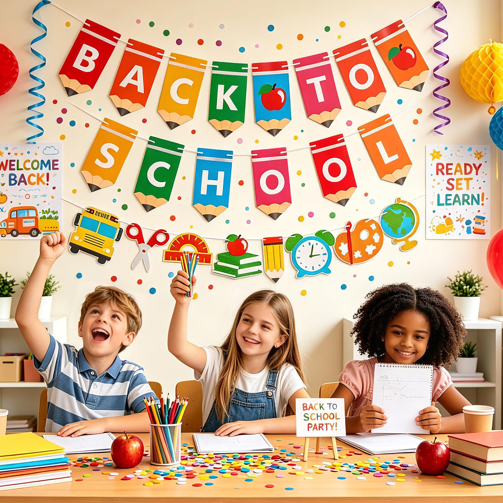 Back to School Decorations Set, First Day of School Banner for Classroom