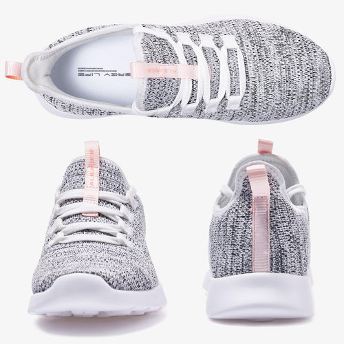 ALEADER Women's Energycloud Slip On Walking Shoes Pure Running Shoes for Gym Workout Treadmill Running Errands White Gray Size 6 US