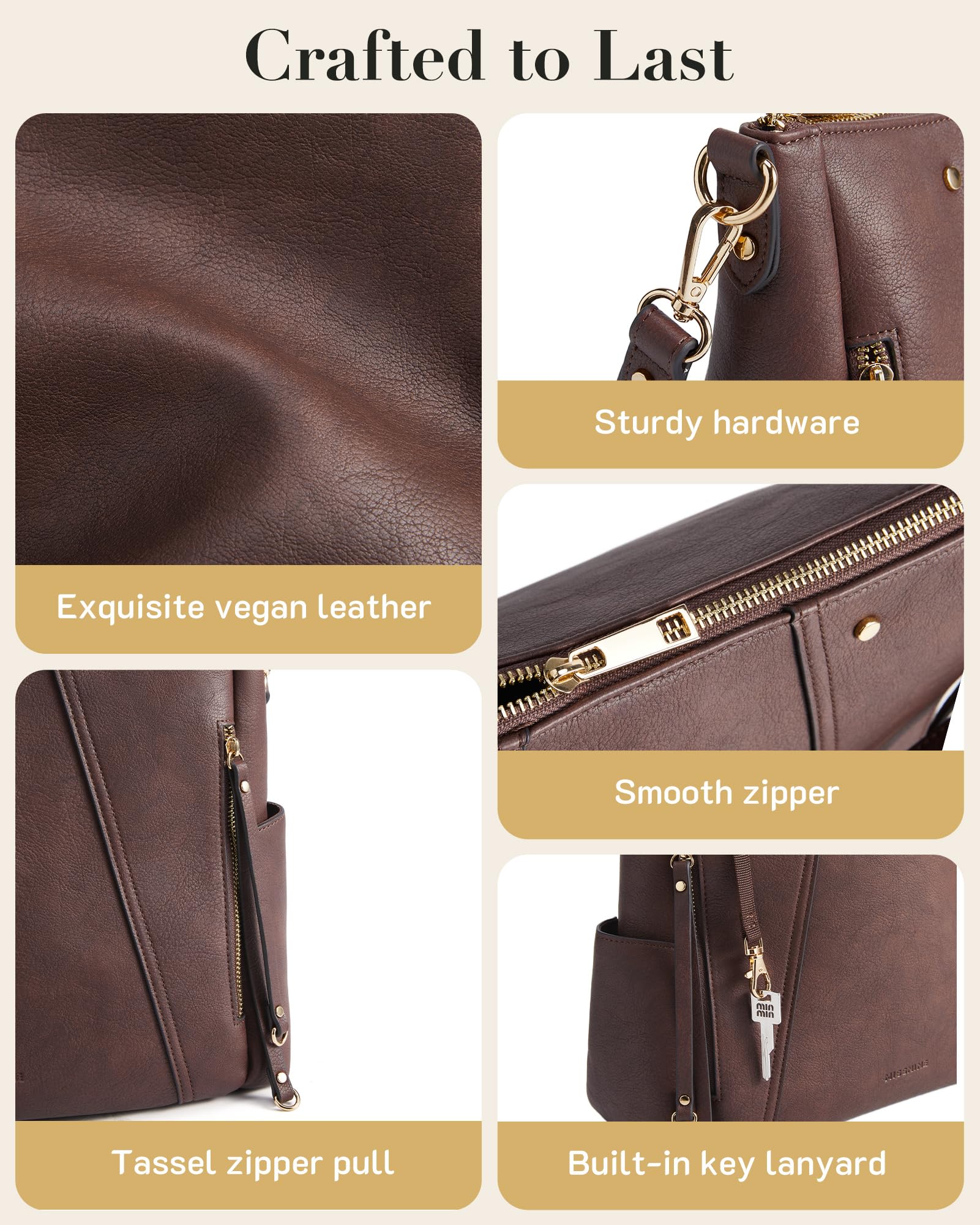 Missnine Hobo Bag for Women Crossbody Purse and Handbags Vegan Leather Shoulder Tote Bag with Multi-Pockets, Blue