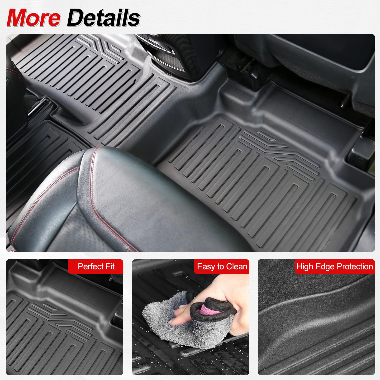 HOUCLEMIC Floor Mats for 2020-2025 2026 Ford Explorer 7 seat Accessories, Cargo Mat with Backrest Mat All Weather TPE Waterproof for Ford Explorer 7 Passenger Bench Seat ST Accessories 2025 2024 2023