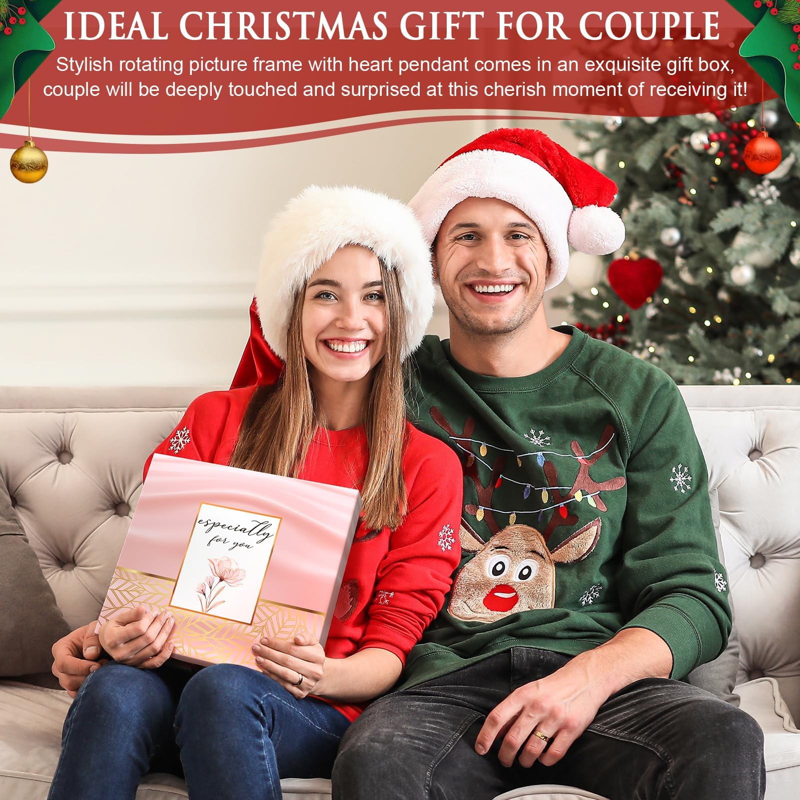 Tiblue Christmas Gifts for Him Her Couple Picture Frames Display 4x6 Photos, Romantic Valentines Day Gifts for Boyfriend Girlfriend Birthday Gift for Wife Husband, Valentine’s Day Decor Gift