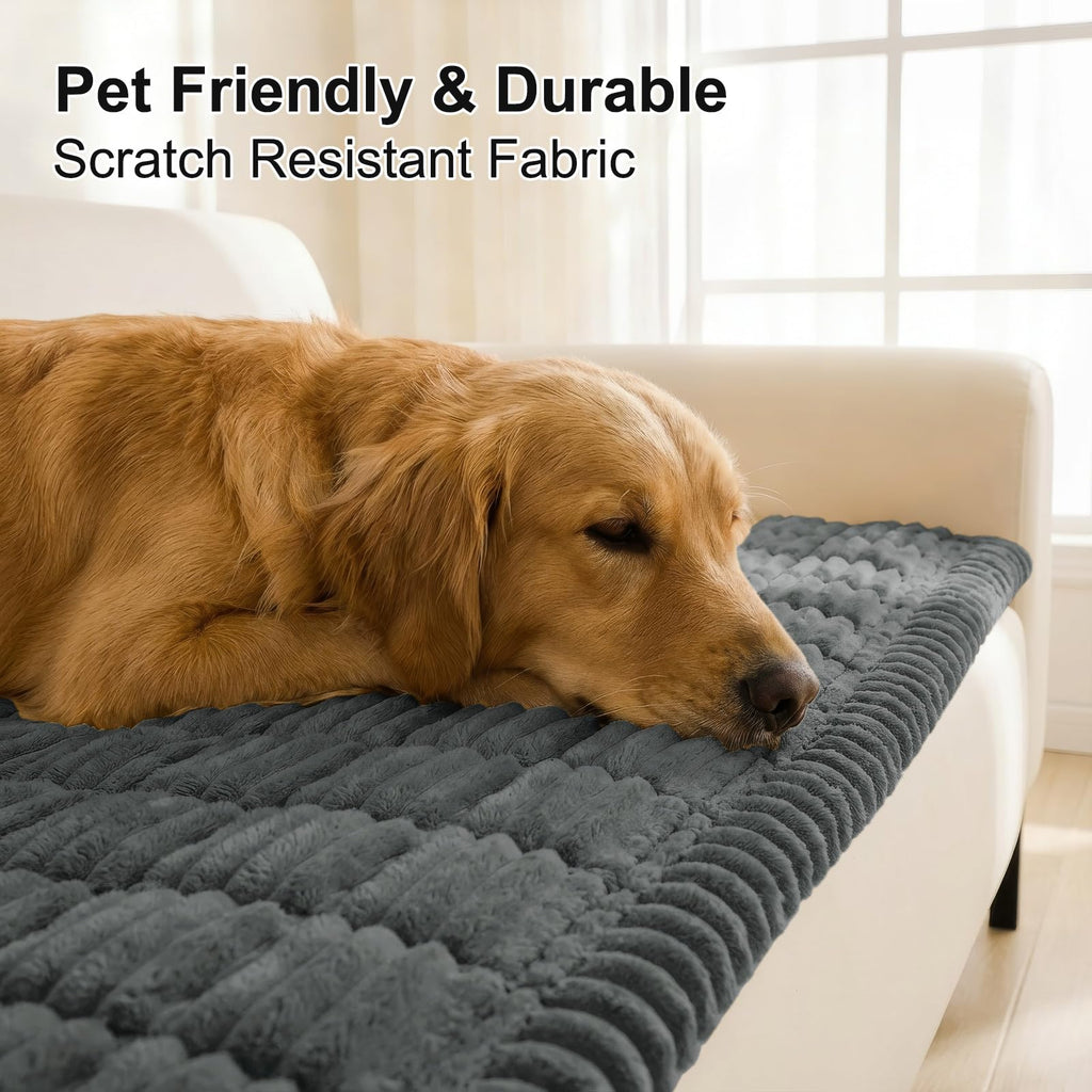 Smiry Couch Cover for Dogs Washable, Non Slip Fuzzy Pet Couch Covers for 3 Cushion Sofa Pet Friendly, Thick Soft Sofa Slipcovers Cushion Protector (Dark Grey, 27.6" x 88")