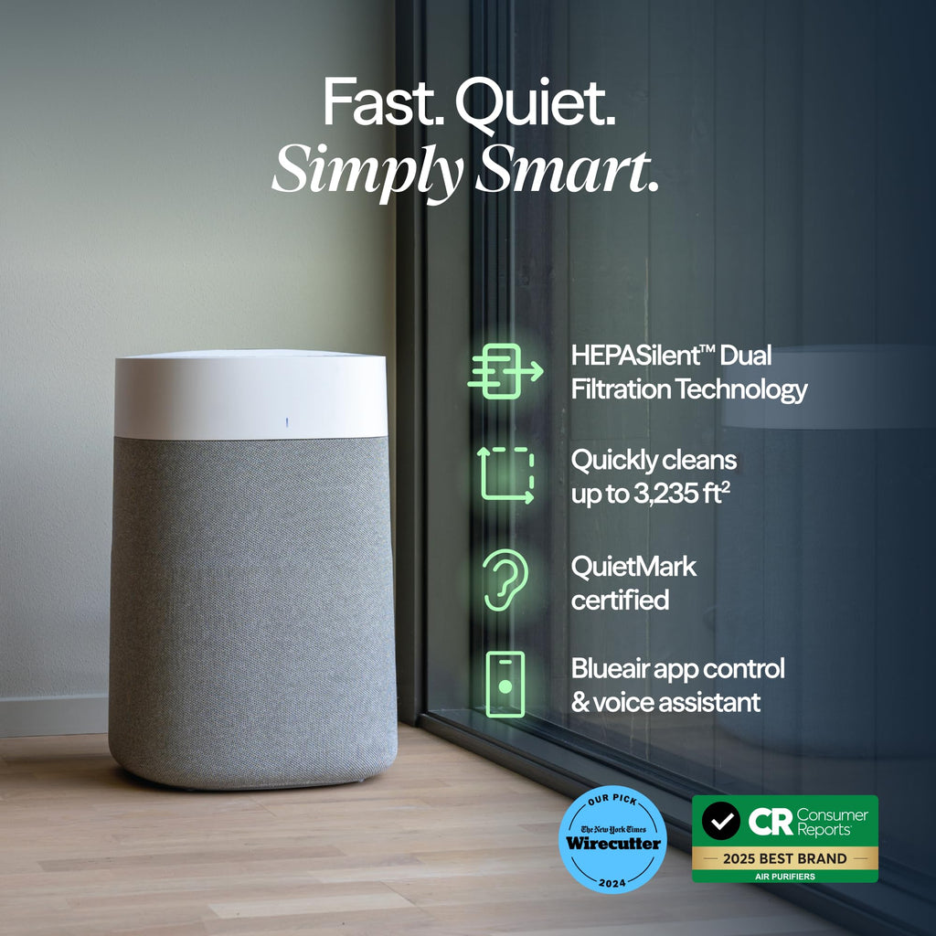 BLUEAIR Air Purifiers for Large Rooms, Cleans 3,048 Sqft In One Hour, HEPASilent Smart Air Cleaner For Home, Pets, Allergies, Virus, Dust, Mold, Smoke - Blue Pure 211i Max