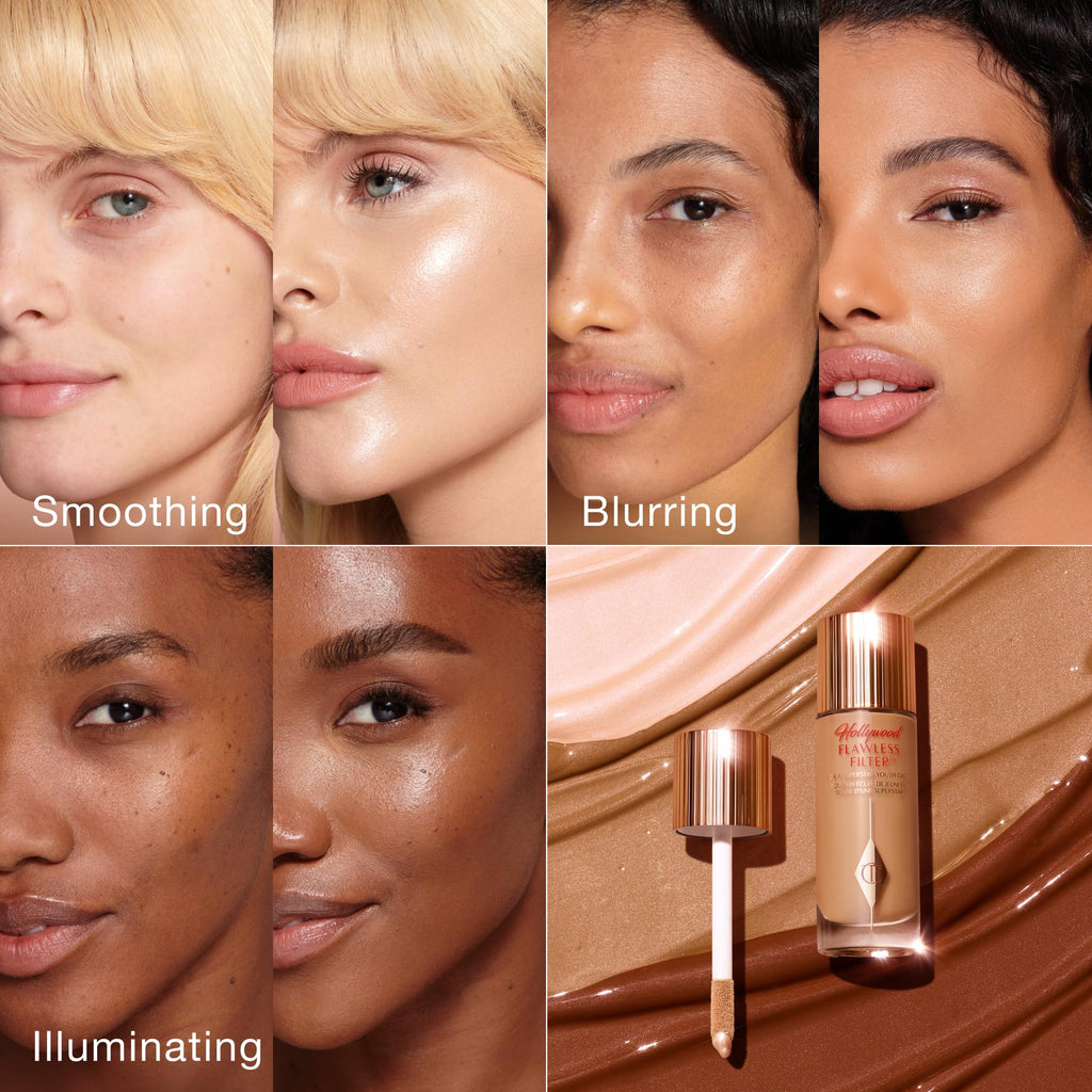 Charlotte Tilbury Hollywood Flawless Filter - Multi‑Use Makeup Primer, Complexion Booster & Illuminating Liquid Highlighter with Sheer Coverage - Smooths & Blurs Skin - 1 Fair