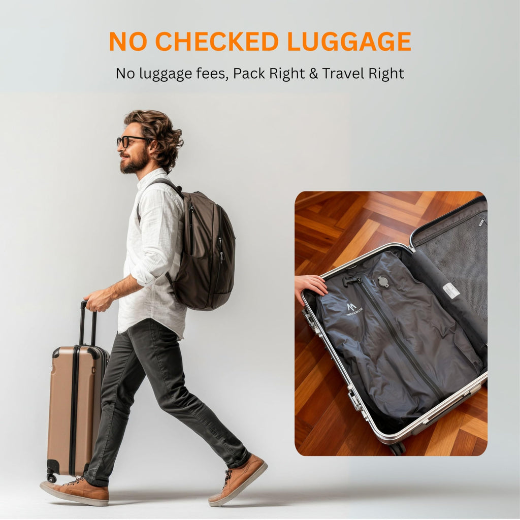 Megaback Vacuum Bags for Travel, IP67 Reusable Vacuum Seal Bags for Clothing with Electric Pump, Vacuum Seal Packing cube for Suitcases, Backpack & Travel (1PC+Pump)