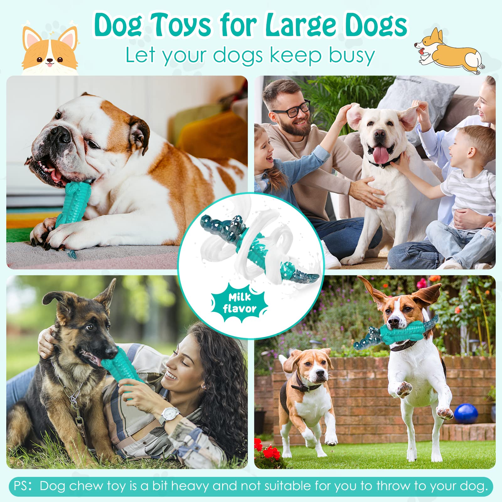Jeefome Dog Toys for Aggressive Chewers - Tough, Indestructible Dog Chew Toys for Large, Medium, Small Breed Dogs to Keep Them Busy