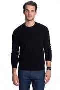 State Cashmere Men's Essential Crewneck Sweater 100% Pure Cashmere Classic Long Sleeve Pullover (Black, Large)