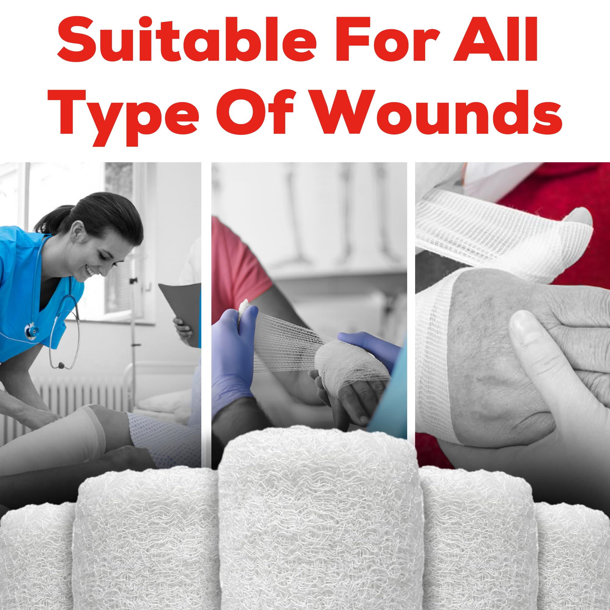 Kerlix Gauze Bandage Rolls - 4 1/2 in x 4.1 Yds, 6 Ply - 6 Single Sterile Pocuhes- Extra Absorbency - Latex Free, Hospital Grade Cotton Fluff Bandage Wrap Krinkle Style - for Wound Care & First Aid