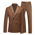 MOGU Suits for Men, 2 Piece Slim Fit Suit with Double Breasted Blazer and Tuxedo Pants, Jacket 38 & Pants 34 (38, Coffee)