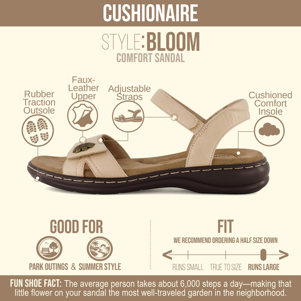 CUSHIONAIRE Bloom Comfortable Dressy Womens Sandals with Arch Support, Adjustable Straps, and Memory Foam Footbed, NUDE 9