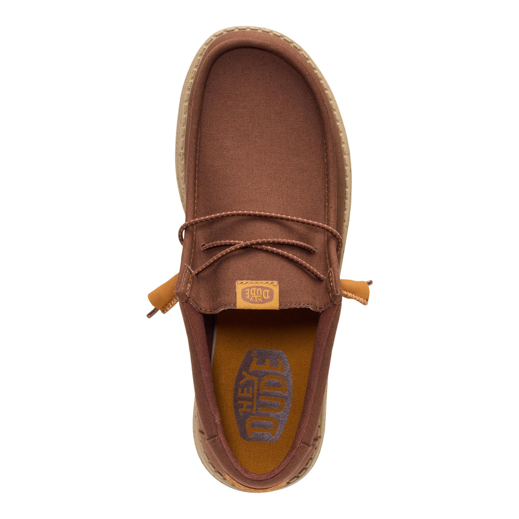 HEYDUDE Men's Wally Canvas Brown Size 11, Men’s Shoes, Slip-on Loafers, Comfortable & Light-Weight
