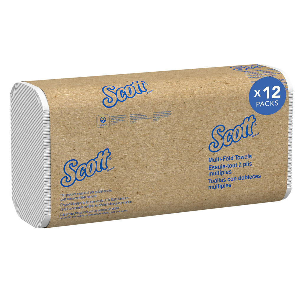 Scott Professional Universal Multifold Paper Towels, Bulk (58091), Absorbency Pockets, White, 9.2"x9.4" Towel, White, Compressed, Compact (250 Sheets/Pack, 12 Packs/Case, 3,000 Sheet Total)