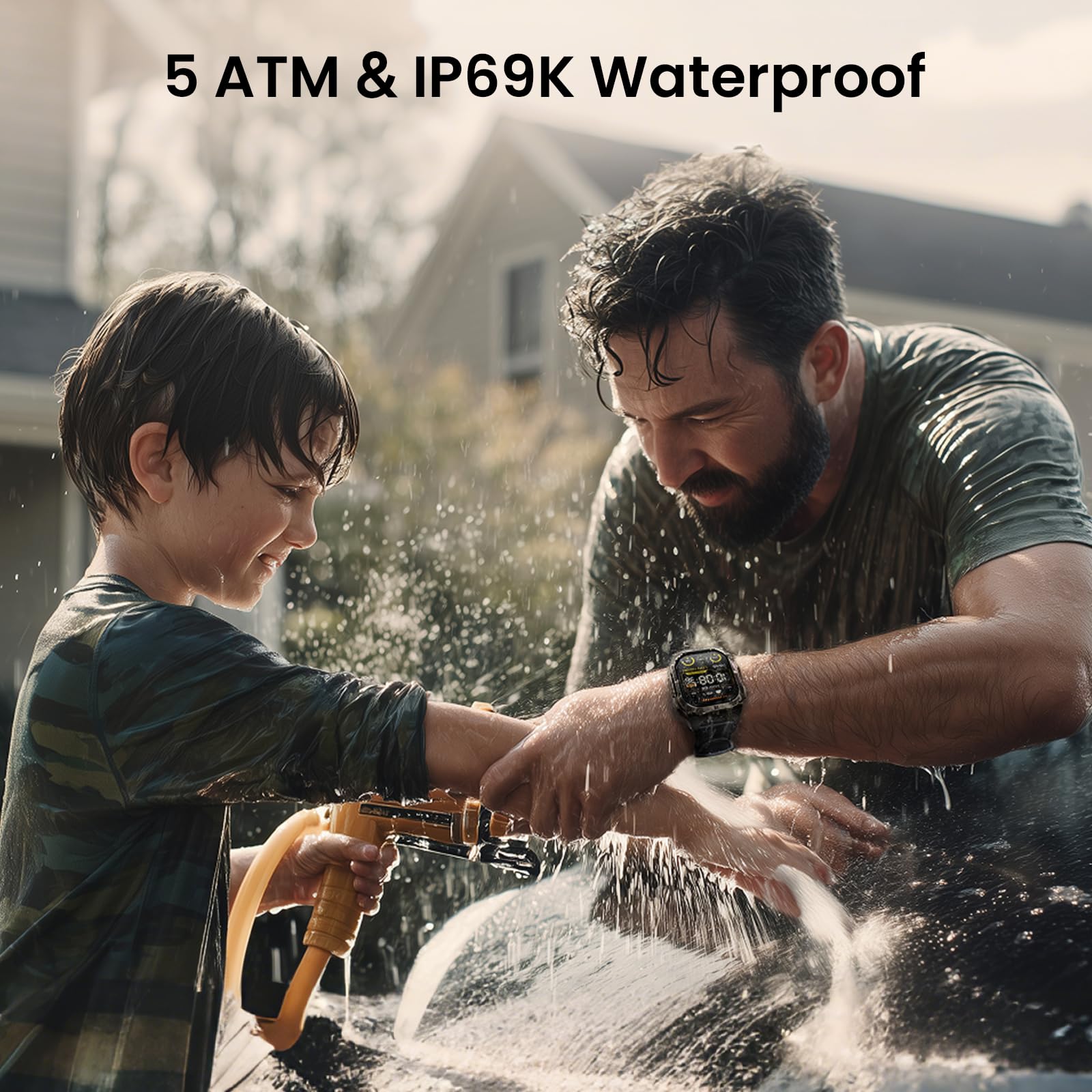 KOSPET Tank M4C Outdoor Smart Watch with GPS, 1.96" AMOLED Display, Built-in LED Flashlight & Walkie-Talkie, Long Battery Life, 50m Waterproof, Bluetooth Calls, 24/7 Heart Rate/Sleep Monitor