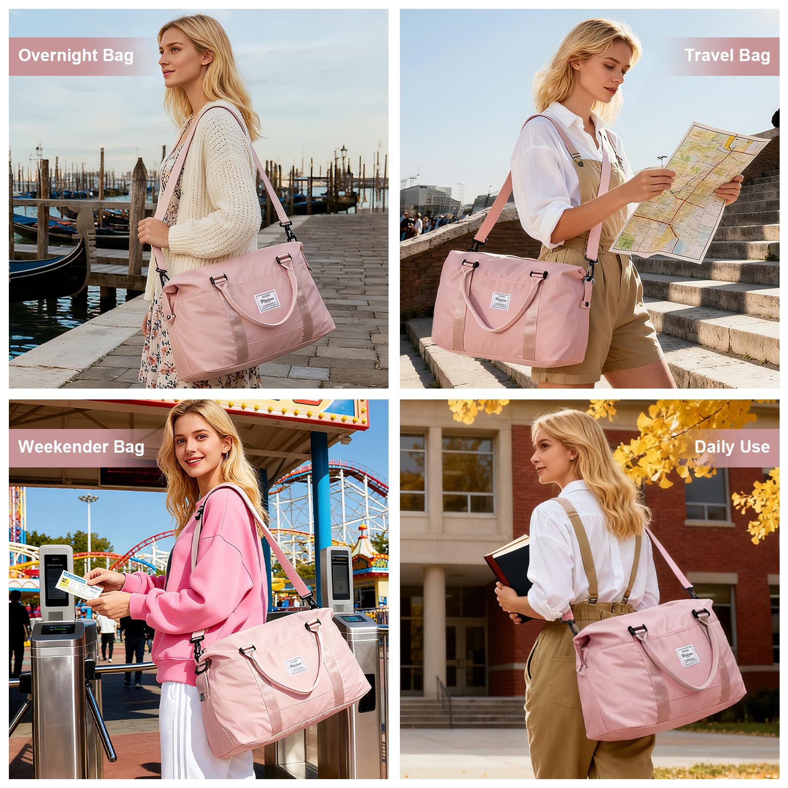 Travel Duffel Bag,Overnight Weekender Bags for Women with Wet Pocket