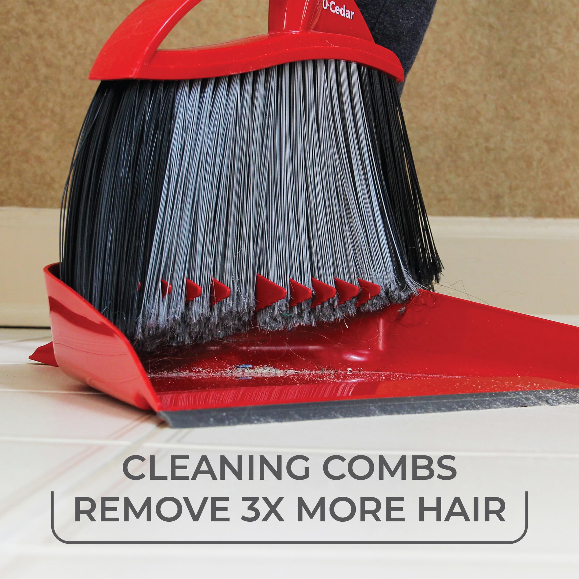 O-Cedar Pet Pro Broom with Step-On Dustpan | Remove 99% with One Sweep | Removes 3 Times More Pet Hair | Quiet Cleaning Tool for Cat and Dog Owners