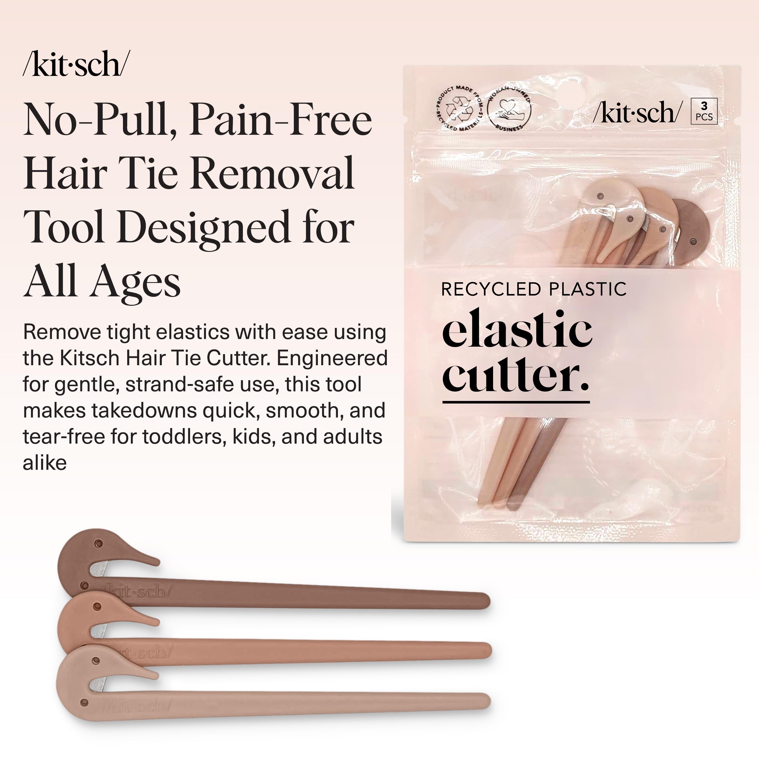 Kitsch Elastic Hair Tie Cutter Tool – Gentle, No Pull For Easy Elastic Bands For Hair Removal | Hair Rubber Bands Cutter | Ideal Gifts for Women & Mothers Day Gifts For Mom – Multicolor, 3pc Set