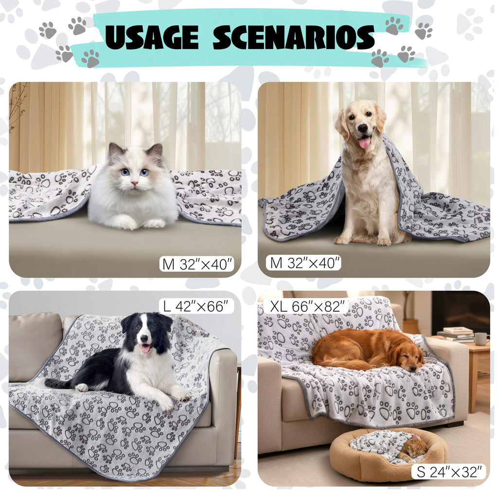 Stuffed® Premium Soft Dog Blanket Washable, 40"x32" Cat Blanket for Indoor Cats Large Medium Small Dog Puppy Essentials (Grey)