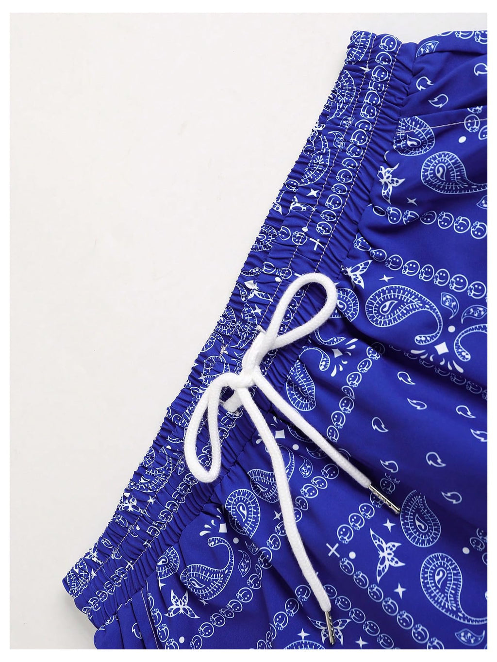 WDIRARA Men's 2 Piece Set Paisley Print Button Down Shirt Shorts Outfits Vacation Set Blue Small